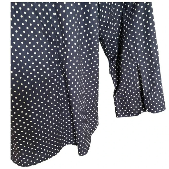 LAUREN RALPH LAUREN Navy/White Polka Dot Non Iron Button Up Cotton Shirt Size 1X - Picture 8 of 10